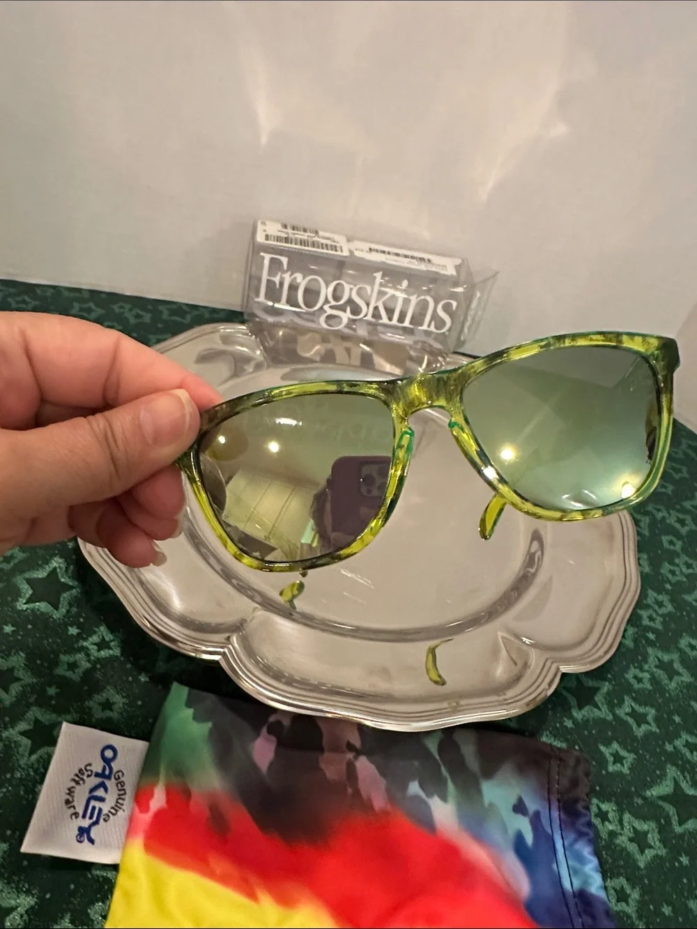 Oakley Frogskins Acid Tortoise Green Emerald Iridescent Lenses Near Mint